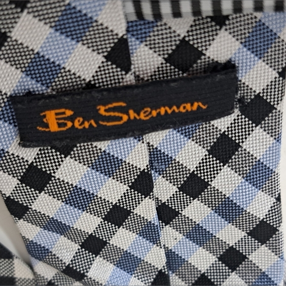 Ben Sherman Men's Slim Tie Neck Tie 100% Silk Black Blue White Check 61" - Picture 6 of 8